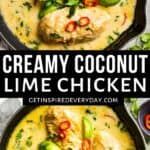 creamy coconut lime chicken in a skillet