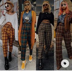 Marni High Waist Classic Vintage Plaids Style Pants Waist 14”Rise 11”Inseam 32” 80s Aesthetic Outfits Women, 90s Fashion Grunge Vintage, Grunge Style Outfits, Moda Grunge, Look Grunge, Pant Trends, Taylor Hill, 90s Fashion Outfits, Womens Fashion Edgy