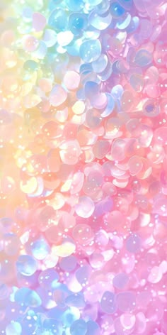 an abstract background with lots of bubbles in pink, blue and yellow colors stock photo