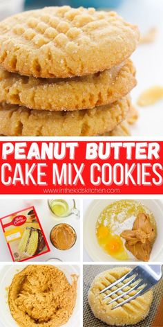 peanut butter cake mix cookies collage