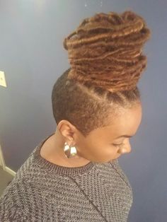 Shaved Loc Styles For Women, Locs Hairstyles With Shaved Sides, Micro Locs With Shaved Sides, Twa Braids, Mohawk Dreadlocks, Locs With Shaved Sides, Hairstyles With Shaved Sides, Tapered Hairstyles, Undercut Natural Hair