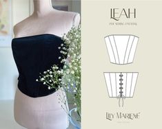 an image of a woman's bustier with flowers on it and the sewing pattern