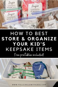 the best store and organize your kids's keepsake items for free printables included