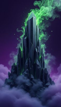 #Crystal Tower Rises: A #towering dark crystal #structure emerges through swirling green mist, its sharp edges piercing purple storm #clouds. #minimal #dark #aiart #aiphoto #stockcake ⬇️ Download and 📝 Prompt 👉 https://stockcake.com/i/crystal-tower-rises_1646783_1211748