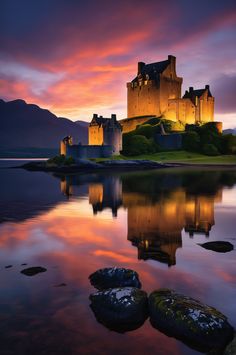 Eilean Donan Castle at blue hour is a mesmerizing sight. This ultra HD photograph captures the medieval stonework and perfect reflection in the converging lochs. The moody twilight creates an ethereal atmosphere, enhanced by the dramatic mountain backdrop. #EileanDonan #ScottishHighlands #Castle #BlueHour #Photography Blue Hour Photography, Ethereal Photography, Twilight Cast, Mountain Backdrop, Eilean Donan, Cosmetics Photography, Blue Hour, Scottish Highlands, Ultra Hd