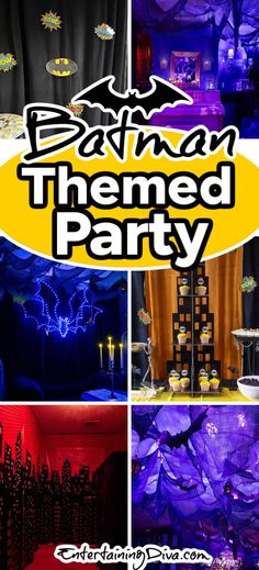 Batman Themed Party | Holidays and events Adult Batman Party, Batman Backdrop, Batman Party Ideas, Halloween Scene Setters, Batman Themed Birthday Party, Asylum Halloween, Party Ideas For Adults