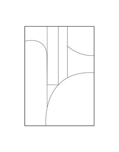 a line drawing of a rectangle shape with lines in the middle and bottom half