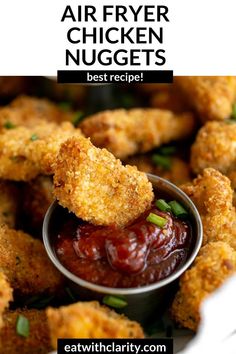 These healthy air fryer gluten free chicken nuggets are completely homemade, crispy and full of flavor. Dip in ketchup, honey mustard or your favorite barbecue sauce! Plus, these can easily be frozen for meal prep! Air Fryer Gluten Free, Healthy Air Fryer Chicken, Baked Fish Tacos, Air Fryer Chicken Nuggets, Gluten Free Chicken Nuggets, Dairy Free Pasta Recipes, Baked Teriyaki Salmon, Air Flyer