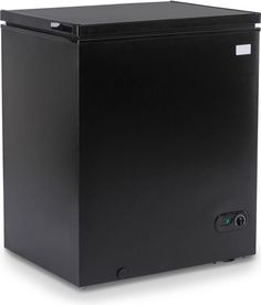 a small black refrigerator on a white background