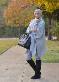 With Love Leena, Love Leena, Hajib Fashion, Hijab Inspiration, Moslem Fashion, Grey Poncho, Long Skirt Fashion, Muslim Style, Hijab Collection