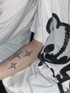 a person with a tattoo on their arm that has five stars in the shape of a star