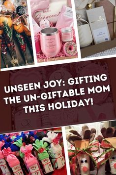 the un - giftable mom's holiday hamper is on display in this collage