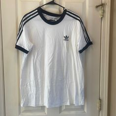 Never Worn.. New W/O Tags Adidas Top Outfit, Fashion Souls, Fits Men, Barbie Fashionista, Adidas White, Yellow Shirts, Adidas Shirt, Striped T Shirt, Cool Fits