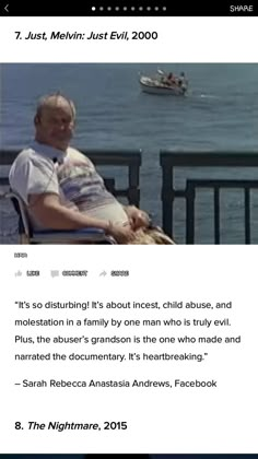 an old man sitting on a bench next to the ocean