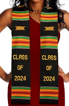 PRICES MAY VARY. Authentic African Art: Unique graduation sashes and stoles made from authentic African fabric. Celebrate your achievements with a piece of African art and honor centuries of craftsmanship Ideal Size: Our African graduation sash class of 2024 fits most graduates (72"x4.5"). With a one-size-fits-all design, our graduation sashes ensure that you look your best on your big day. Premium Quality: Durable and comfortable, our kente stole class of 2024 are made from premium quality fabr Graduation Attire, 2024 Fits, Graduation Cap And Gown, Graduation Sash, Black Graduation, Graduation Stole, Kente Cloth, Bold Patterns, Cap And Gown