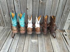 "This is a one level boot rack that can organize up to three pairs of your boots. The boot rack in this picture has a flat brown finish. This boot rack a great way to organize your closet, entry way or another place shoes and boots that get out of control. If you have any questions about this item please message me, I would love to help. Are you purchasing this for a christmas gift, birthday gift, wedding gift or thank you gift? Then add a card to your order to be put in with your gift. These ca Horseshoe Boot Rack, Boot Organizer, Rustic Boots, Turquoise Boots, Country Chic Decor, Boot Organization, Custom Cowboy Boots, Boot Rack, Boot Storage