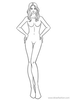 the outline of a woman's body in black and white, with her hands on her hips