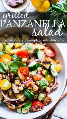 Grilled Panzanella Salad With Chickpeas And Quinoa. Tuscan Bean Salad, Grilled Panzanella Salad, Tomato And Bread Salad, Bread Salad Recipe, Panzanella Salad Recipe, Salad With Chickpeas, Zesty Salad, Recipe Tomato, Red Wine Vinaigrette