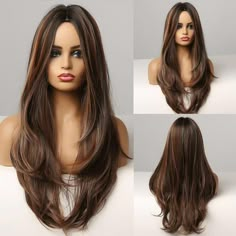 Wig Natural Hair, Haircuts For Long Hair With Layers, Wavy Wigs, Ombre Pink, Fake Hair, Pink Wig, Middle Part