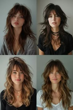 19 Trendsetting Long Curtain Bangs Ideas for Straight Hair Enthusiasts – StyleBliss Super Short Layers Long Hair, Curtain Bangs Medium Hair Shag, Medium Shag Curtain Bangs, Shag With Long Bangs, Bridesmaid Hair With Curtain Bangs, Womens Rocker Hair, Volume For Straight Hair, Curtain Bangs And Shaggy Layers, Long Layered Hair With Bangs Round Face