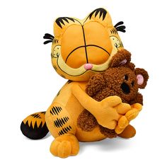 Garfield and Pooky 13 Medium Plush by Kidrobot (PRE-ORDER) - Kidrobot - Shop Designer Art Toys at Kidrobot.com Garfield And Pooky Bear, Ugly Garfield Plush, Garfield Items, Garfield Plushies, Garfield Stuff, National Teddy Bear Day, Garfield Plush, Fat Orange Cat, Garfield Pictures