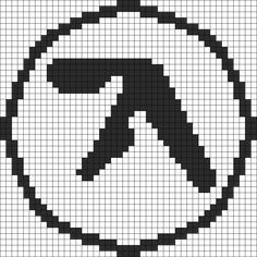 a cross - stitch pattern with the symbol of an eye in black on a white background