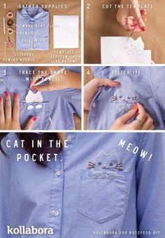 instructions for how to sew a cat in the pocket button up shirt by kollabora