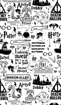 the harry potter pattern is shown in black and white