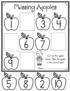 the missing apples worksheet is shown with numbers and an apple on it's side