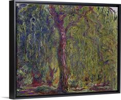 the weeping tree by monet van goghen framed painting print on canvas in black frame