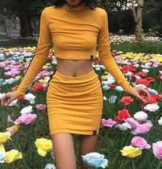 Long Sleeve Shirt And Skirt, Leotard Fashion, Shirt And Skirt, Dressy Casual Outfits, Skirts Midi High Waisted, Kill Bill, Fashion 101, Mellow Yellow, Two Piece Dress