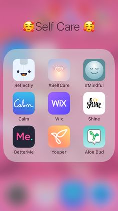 an iphone screen with the text self care in different languages on it and icons above