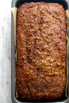 a loaf of banana bread in a pan