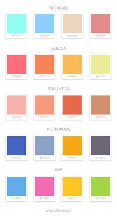 the color chart for different types of paint