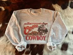 Unisex Western Sweatshirt Front only sublimated Sweatshirt 50/50 Cotton Polyester blend Coors Light Sweatshirt, Western Graphic Crewneck, Punchy Sweatshirts, Western Shirts Women, Western Clothes Women, Cowboy Sweatshirts, Women’s Western Fashion, Women’s Western Outfits, Country Inspired Outfits