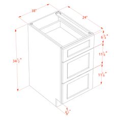 a drawing of the front and side view of a white refrigerator with measurements on it