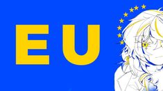 an anime character with the word eu in front of them and stars around it,