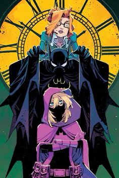 an image of batman and batgirl in front of a clock