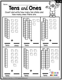 tens and ones worksheet to help students practice their math skills for the first grade