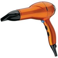 Colour Family: ORANGE Finish: CERAMIC . Lightweight ceramic ionic dryer with AC motor 1875 watts for fast drying power AC motor delivers more powerful, fast air flow and lasts 3 times longer than a regular motor 35% lighter weight than traditional AC motor Ionic technology to reduce frizz and to enhance shine Ceramic technology safely dries and promotes healthy hair 3 heat and 2 speed settings rocker switches True cold shot Removable filter Concentrator Diffuser Hang ring for easy storage Color: Conair Hair Dryer, Orange Packaging, Hair Dryer Reviews, Product Sketching, Products Recommendations, Blow Dryer Diffuser, Performance Hairstyles, Hair Blow Dryer, Pro Hair