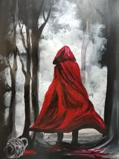 a painting of a person in a red cloak