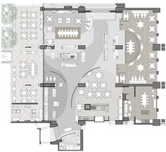 the floor plan for a restaurant with tables and chairs