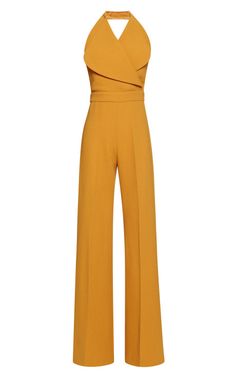 Very retro pair with a big hat and some sandals. W Jumpsuit by Emilia Wickstead for Preorder on Moda Operandi Yellow Jumpsuit, Tailored Jumpsuit, Wide Leg Romper, Emilia Wickstead, Mode Inspiration, Wide Leg Jumpsuit, 70s Fashion, Look Fashion