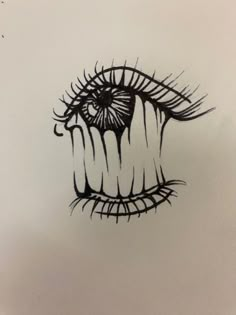 an eye drawn in black ink on white paper