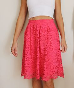 Hot pink lace Peter Morrissey high waist full knee length skirt. Incredible hot pink colour. Super fun for all seasons.  Well made with lining and back zipper.  Tag says size AU08. Jeans West, Tapered Leg Jeans, Morrissey, Pink Colour, Red Shirt, Knee Length Skirt, Pink Lace, Dark Pink, Tapered Legs