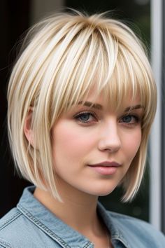 Blond Bob With Bangs, Blond Bob, Choppy Bob Hairstyles, Chin Length Hair, Hairstyles For Layered Hair