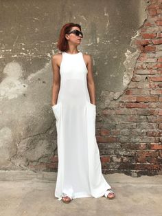 Women White Dress, Plus Size Maxi Dress, Women Dress, White Kaftan, Abaya Dress, Minimalist Dress, C White Kaftan, Maxi Dress Winter, Minimalist Dress, Mode Hippie, Maxi Outfits, Long Sweater Dress, Minimalist Dresses, White Dresses For Women, Elegant Dresses For Women