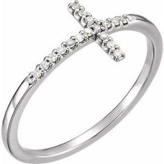 14K Yellow .08 CTW Diamond Sideways Cross Ring at Regard Jewelry in Austin, Texas - Regard Jewelry Cross Diamond Ring, Cross Rings, Promise Jewelry, Simple Cross, Ringe Gold, Ladies Diamond Rings, Cross Ring, Christian Jewelry, Women Diamond