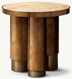 an image of a table that is made out of wood and has three columns on it