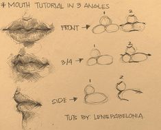 the steps to drawing lips are shown in this handout from an artist's perspective